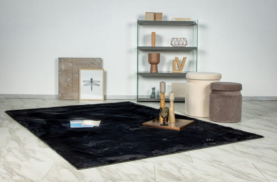 KOSMATINEC Loft  160/230 cm  tkano  temno siva  - temno siva, Basics, tekstil (160/230cm)