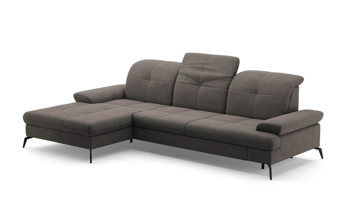 ECKSOFA in Flachgewebe Graphitfarben  - Schwarz/Graphitfarben, Konventionell, Textil/Metall (185/279cm) - Sit & More