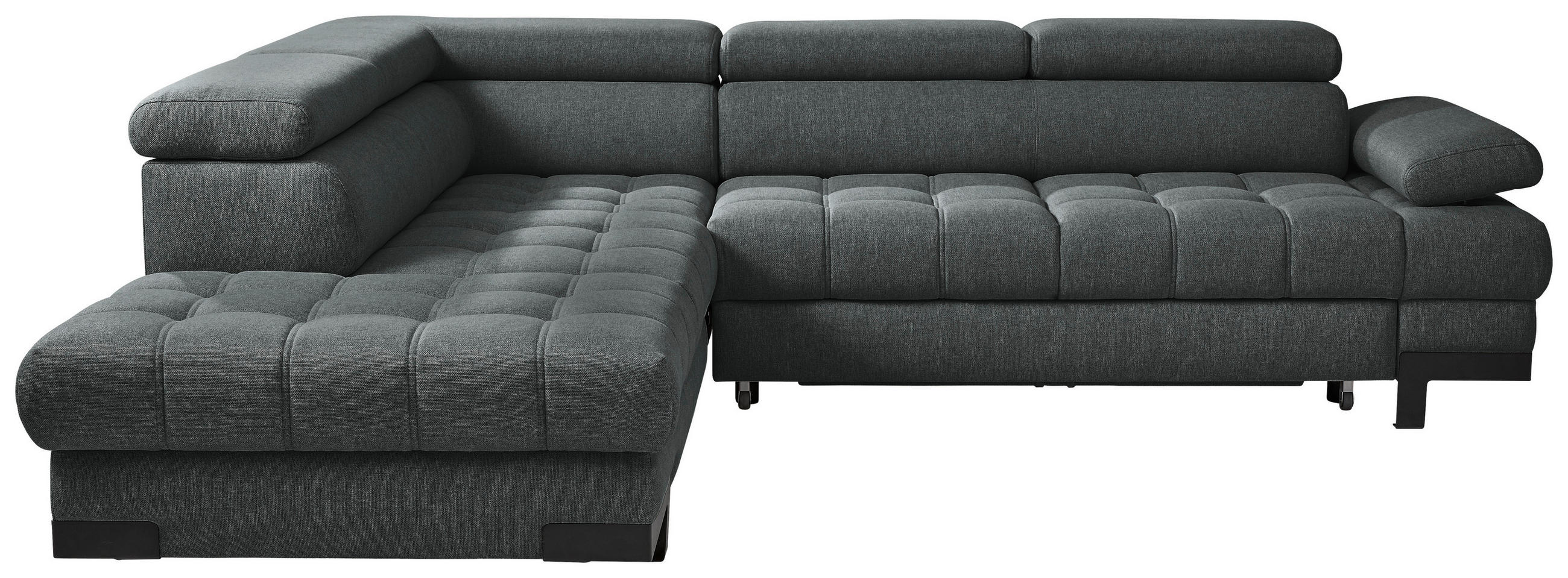 ECKSOFA Graphitfarben Webstoff  - Schwarz/Graphitfarben, Design, Textil/Metall (223/263cm) - Welnova