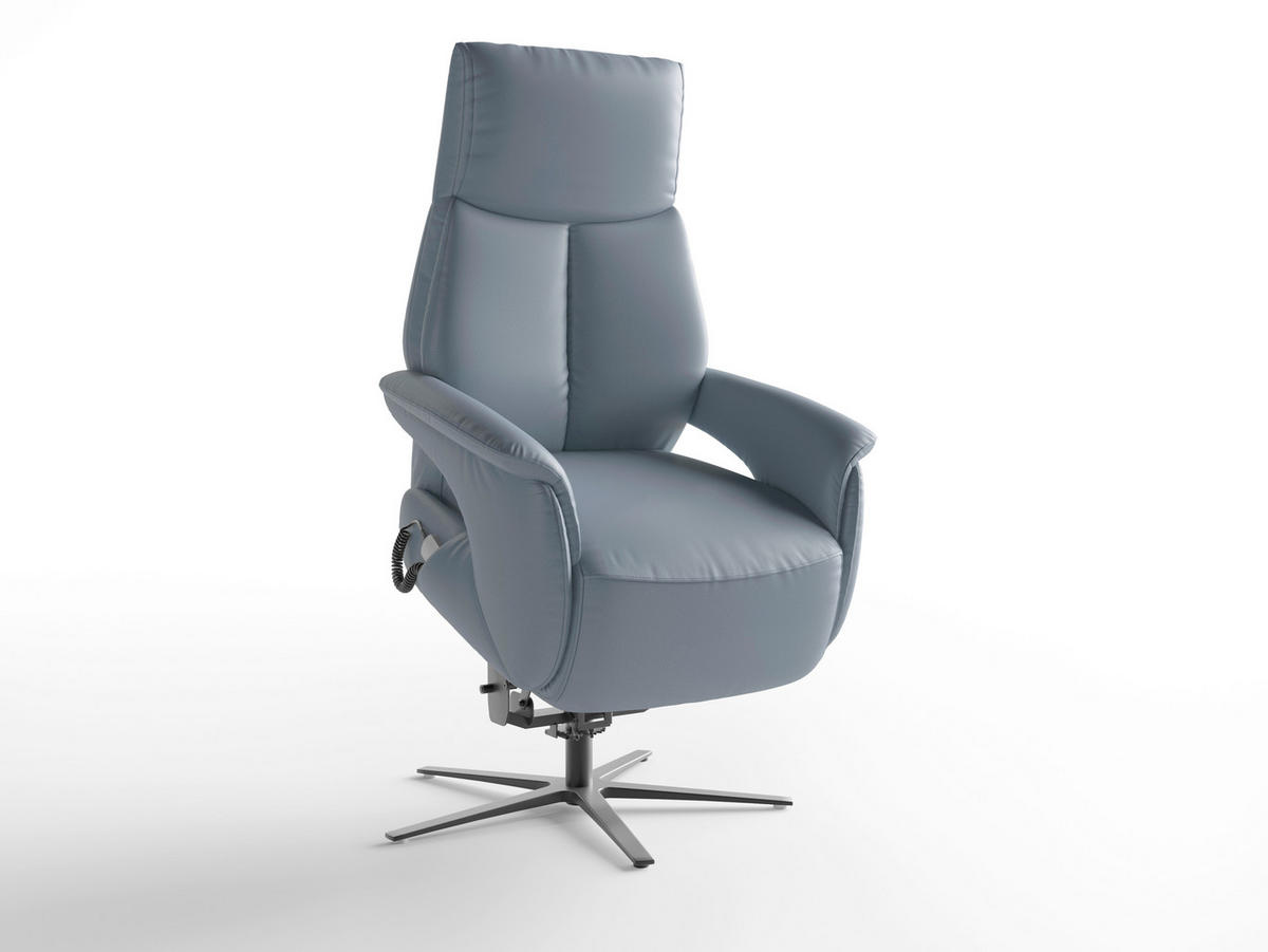 RELAXAČNÉ KRESLO, koža, sivomodrá - čierna/sivomodrá, Basics, kov/koža (75/113/85cm) - Sit & More