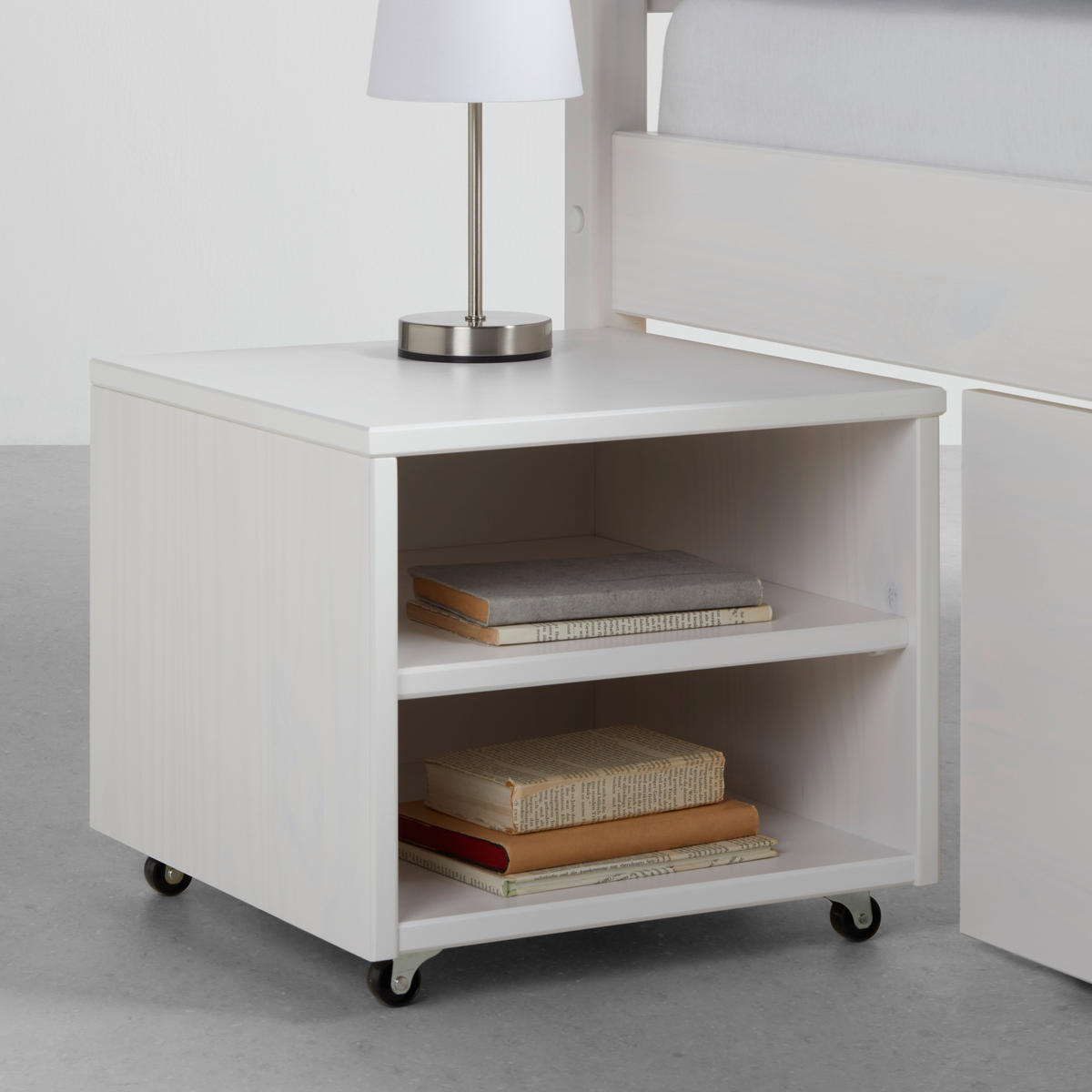 Stauraumbett   90/200 cm   bijela  - bijela/prirodne boje, Konvencionalno, drvo (90/200cm) - Zandiara