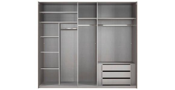 SCHWEBETÜRENSCHRANK 250/216/65 cm 3-türig Weiß, Weiß Hochglanz  - Weiß Hochglanz/Weiß, MODERN, Holzwerkstoff/Metall (250/216/65cm) - Hom`in