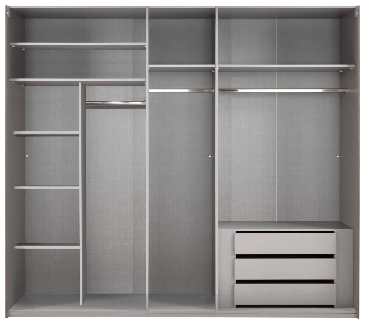 SCHWEBETÜRENSCHRANK 250/216/65 cm 3-türig Weiß, Weiß Hochglanz  - Weiß Hochglanz/Weiß, MODERN, Holzwerkstoff/Metall (250/216/65cm) - Hom`in
