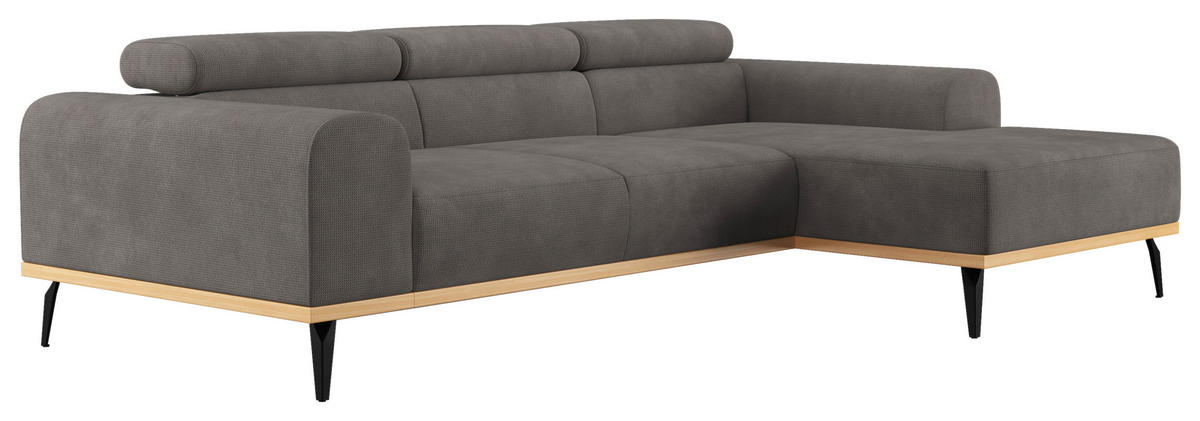ECKSOFA in Chenille Dunkelgrau  244/157 cm  - Dunkelgrau/Schwarz, KONVENTIONELL, Textil/Metall (244/157cm) - Cotta