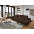 ECKSOFA in Chenille, Mikrofaser Dunkelbraun  - Dunkelbraun/Schwarz, Design, Textil/Metall (299/157cm) - Dieter Knoll