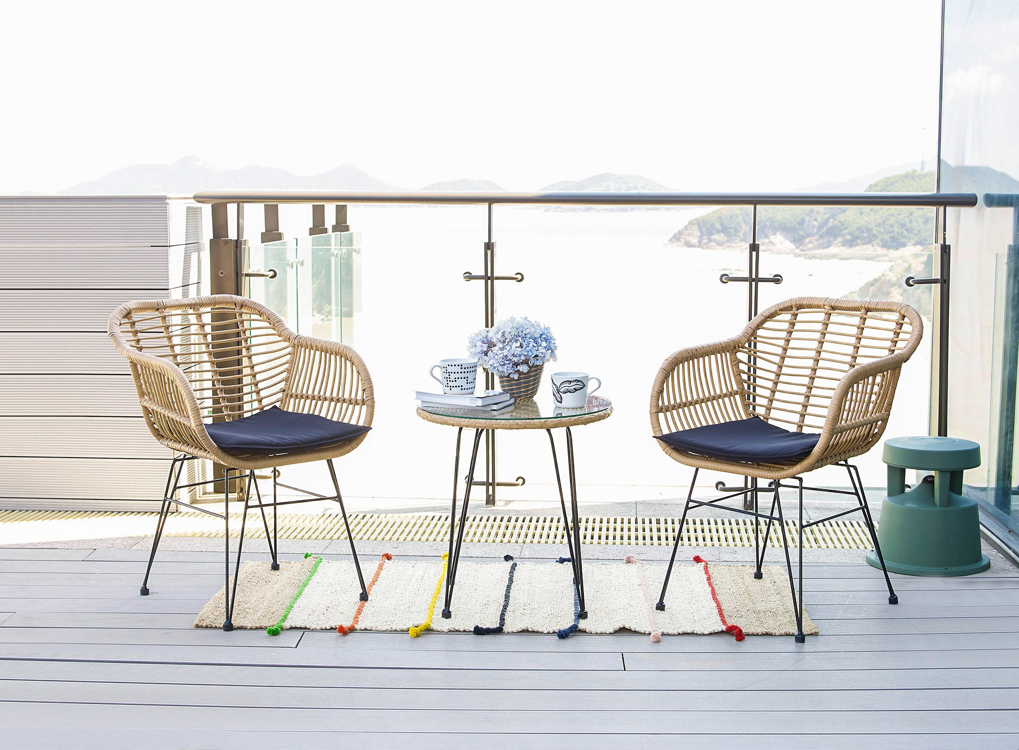 BALKONSET  - Dunkelgrau/Naturfarben, MODERN, Glas/Kunststoff - Ambia Garden