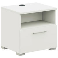 NACHTKÄSTCHEN 50/48/42,1 cm  in Weiss  - Weiss/Edelstahlfarben, Design, Holzwerkstoff/Metall (50/48/42,1cm) - Cantus