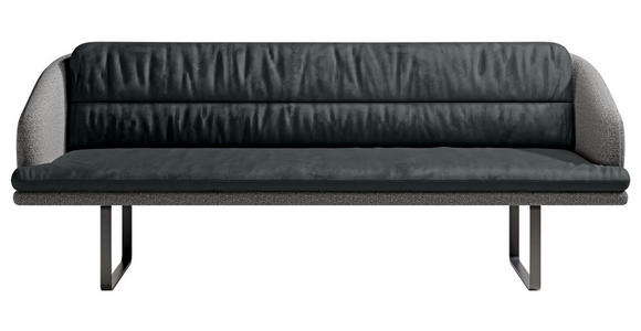 SITZBANK 255/89/68 cm Velours, Flachgewebe Anthrazit, Grau Metall  - Anthrazit/Schwarz, Design, Textil/Metall (255/89/68cm) - Dieter Knoll