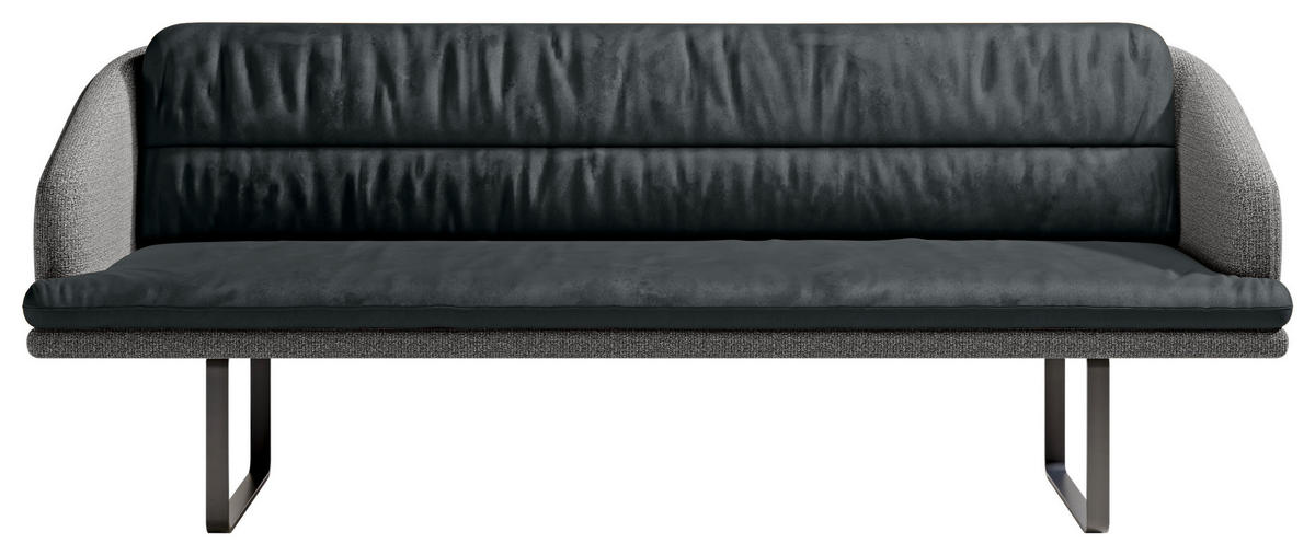 SITZBANK 255/89/68 cm Velours, Flachgewebe Anthrazit, Grau Metall  - Anthrazit/Schwarz, Design, Textil/Metall (255/89/68cm) - Dieter Knoll