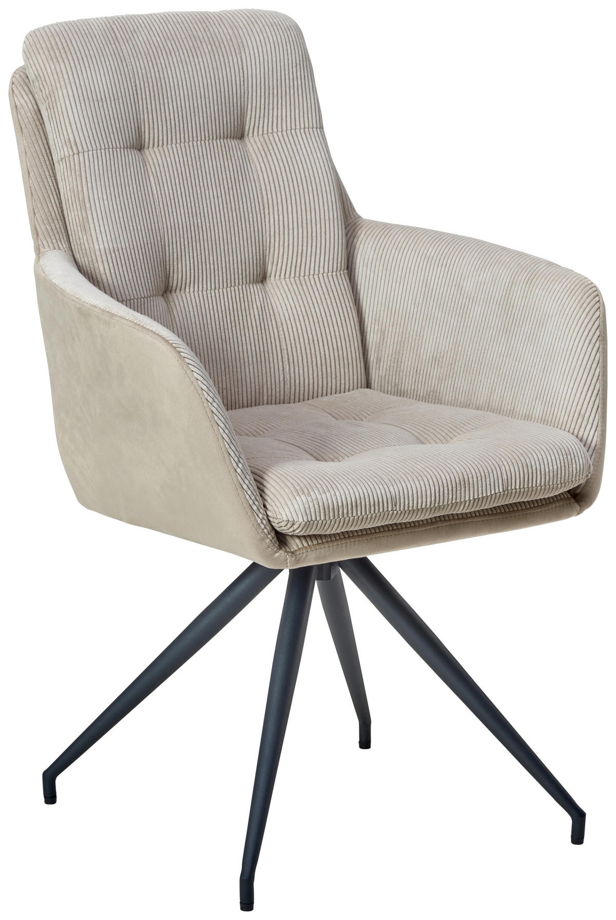 ARMLEHNSTUHL  in Eisen Cord, Samt, Webstoff  - Beige/Schwarz, LIFESTYLE, Textil/Metall (60/94/64cm) - MID.YOU