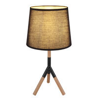 TISCHLEUCHTE 25/45 cm   - Schwarz/Naturfarben, Basics, Holz/Textil (25/45cm) - Globo