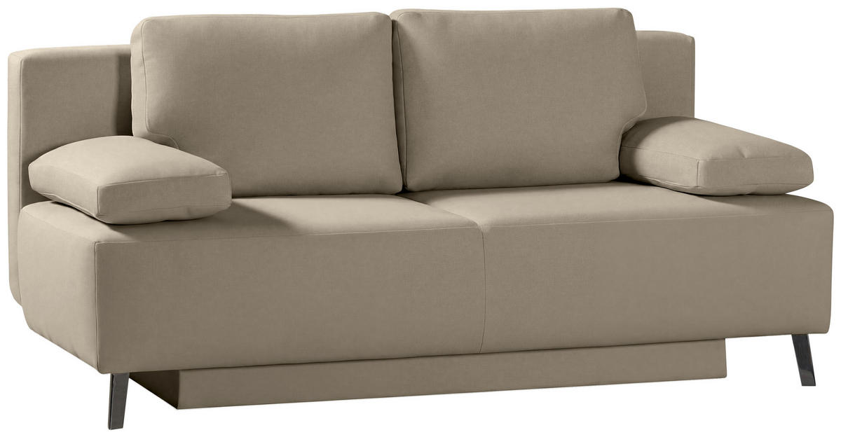 SCHLAFSOFA  in Flachgewebe Cappuccino  - Schwarz/Cappuccino, MODERN, Textil/Metall (197/92/88cm) - Novel