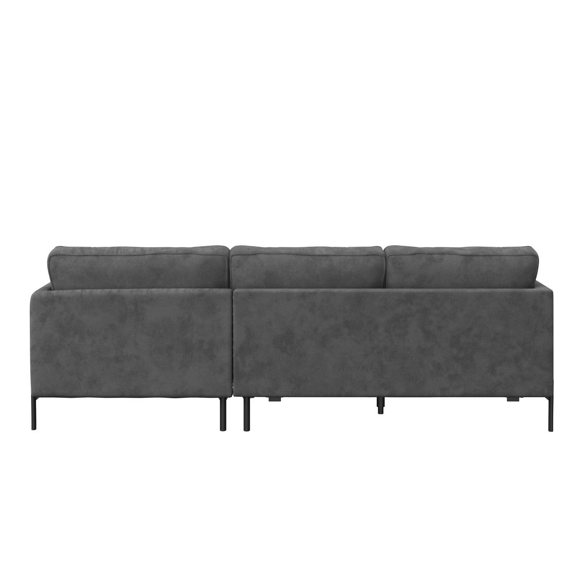 ECKSOFA in Flachgewebe Dunkelgrau  - Dunkelgrau/Schwarz, Trend, Textil/Metall (232/154cm) - Livetastic