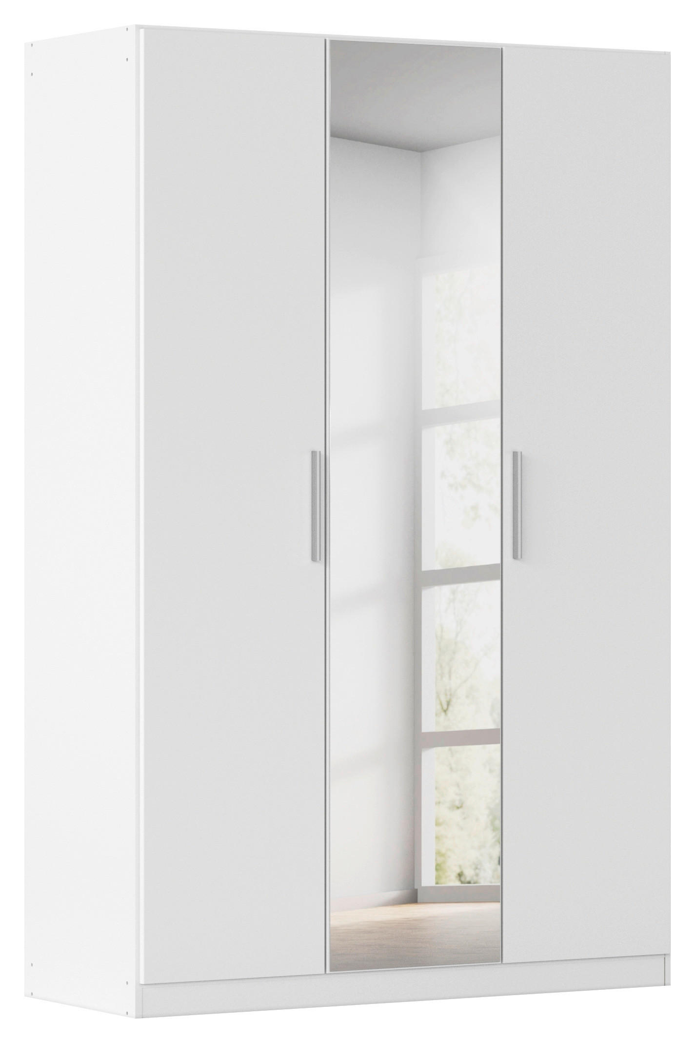 DREHTÜRENSCHRANK 135/210/54 cm,  in Weiß, 3 Tür(en)  - Alufarben/Weiß, KONVENTIONELL, Glas/Holzwerkstoff (135/210/54cm) - home24