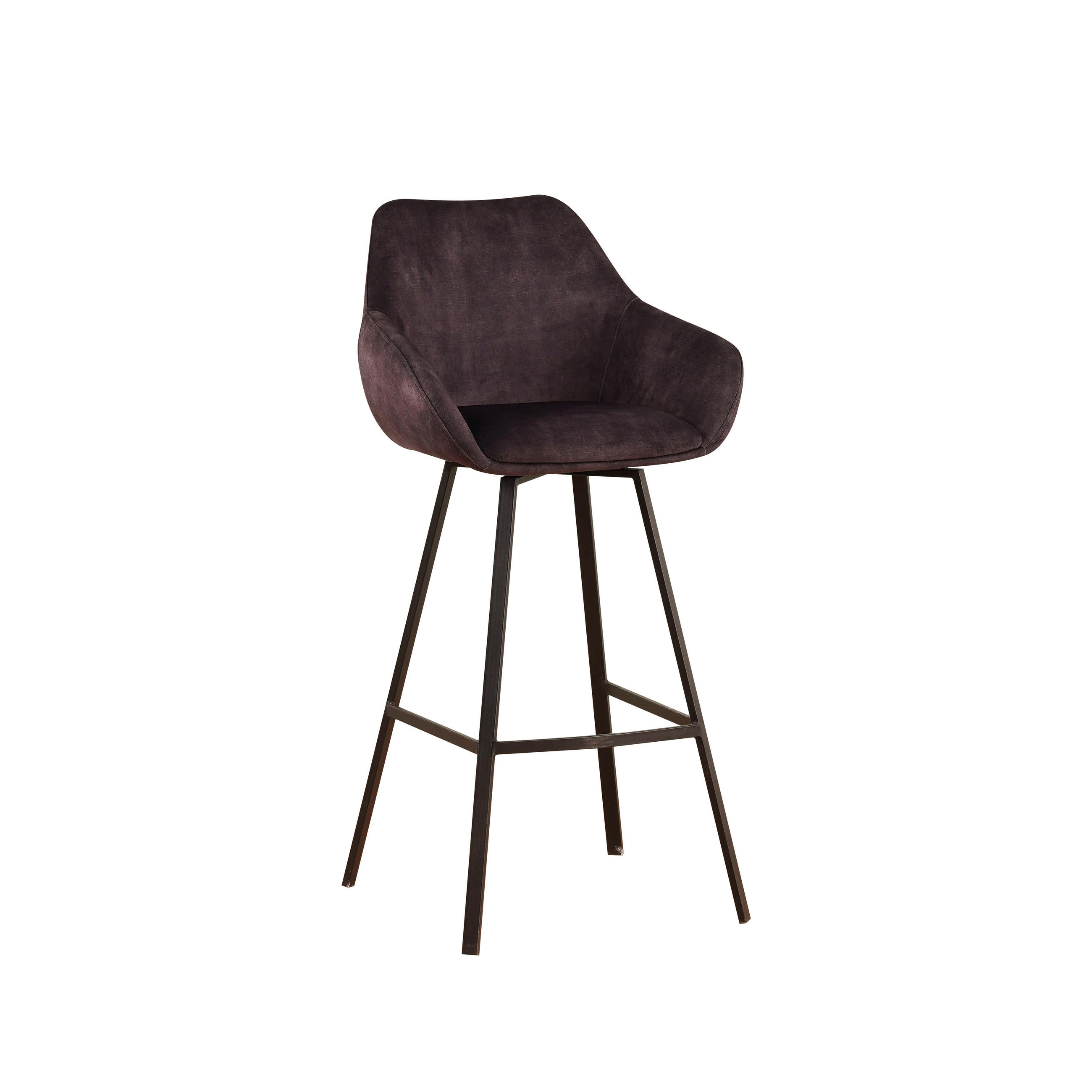 BARHOCKER-SET Samt, Velours Anthrazit Sitzfläche 180° drehbar, automatische Rückholfunktion  - Anthrazit/Schwarz, MODERN, Textil/Metall (55/109/57cm) - MID.YOU