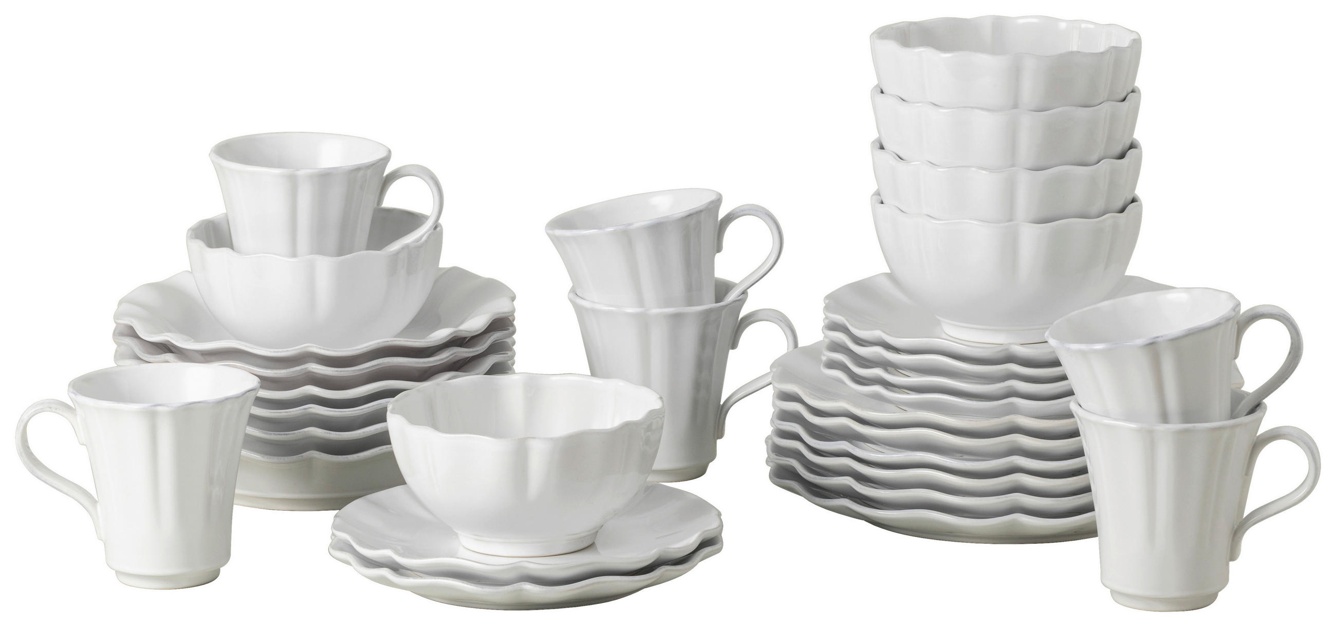 KOMBISERVICE Weiß ROSA 30-teilig 6 Personen  - Weiß, Basics, Keramik - Costa Nova