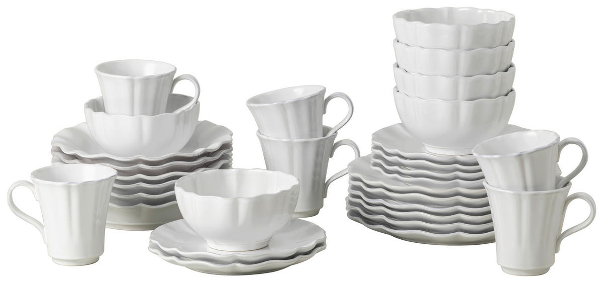 KOMBISERVICE Weiß ROSA 30-teilig 6 Personen  - Weiß, Basics, Keramik - Costa Nova