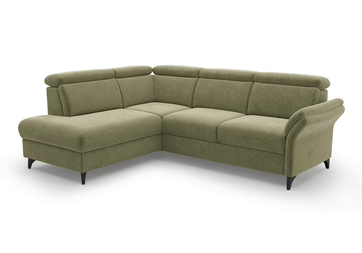 ECKSOFA Flachgewebe Hellgrün  - Schwarz/Hellgrün, Konventionell, Textil/Metall (193/247cm) - Sit & More