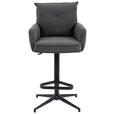 BARHOCKER Cord Anthrazit Eisen Stoffauswahl, Sitzfläche 360° drehbar, inklusive Armlehnen  - Anthrazit/Schwarz, Design, Textil/Metall (54/98-120/58cm) - Novel