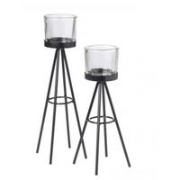 SET DRŽAL ZA ČAJNE SVEČKE - črna, Basics, kovina (28/8/8cm)