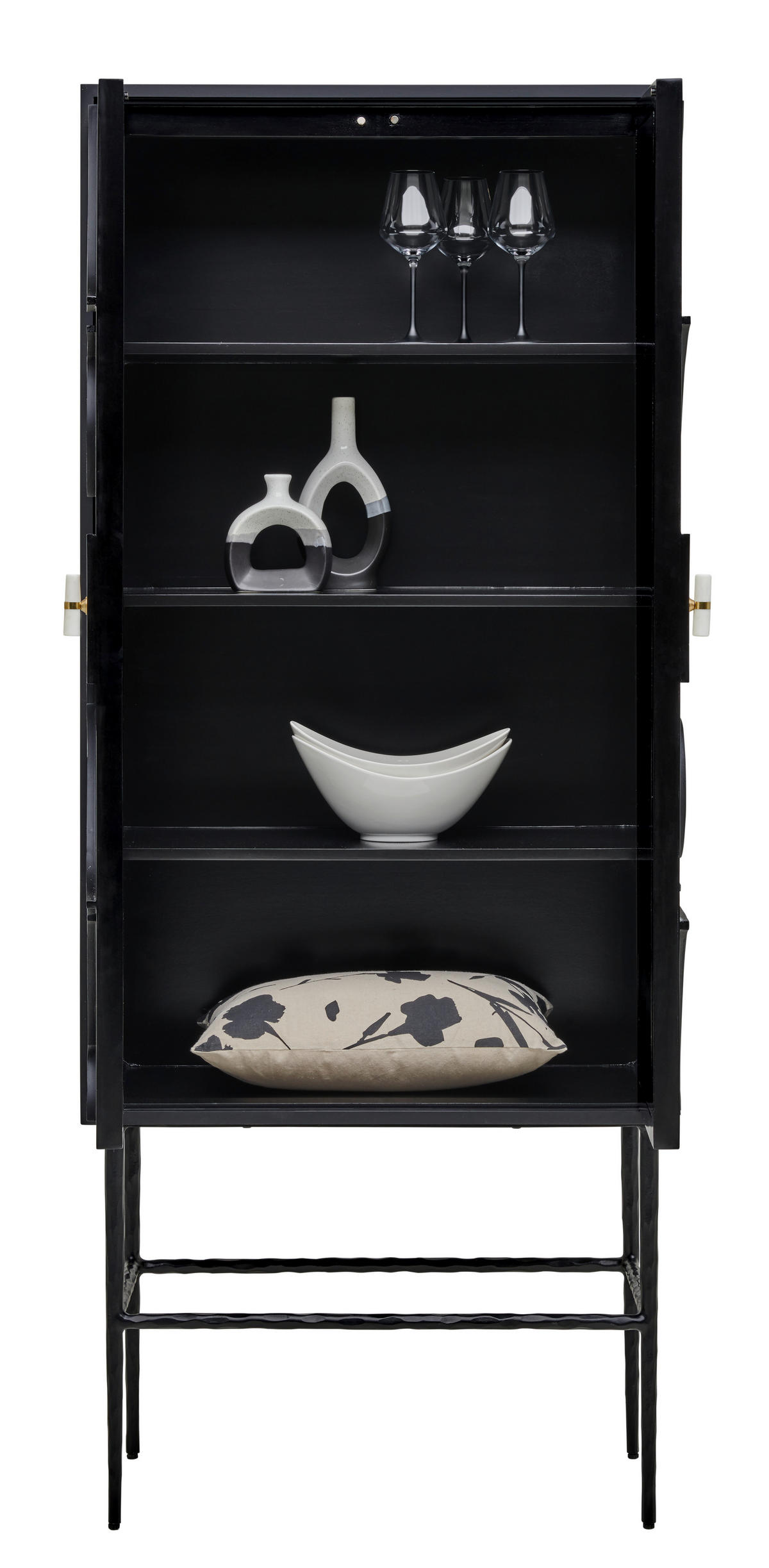 HIGHBOARD , 75/180/40 cm,  - Schwarz/Weiß, LIFESTYLE, Holzwerkstoff/Stein (75/180/40cm) - Ambia Home