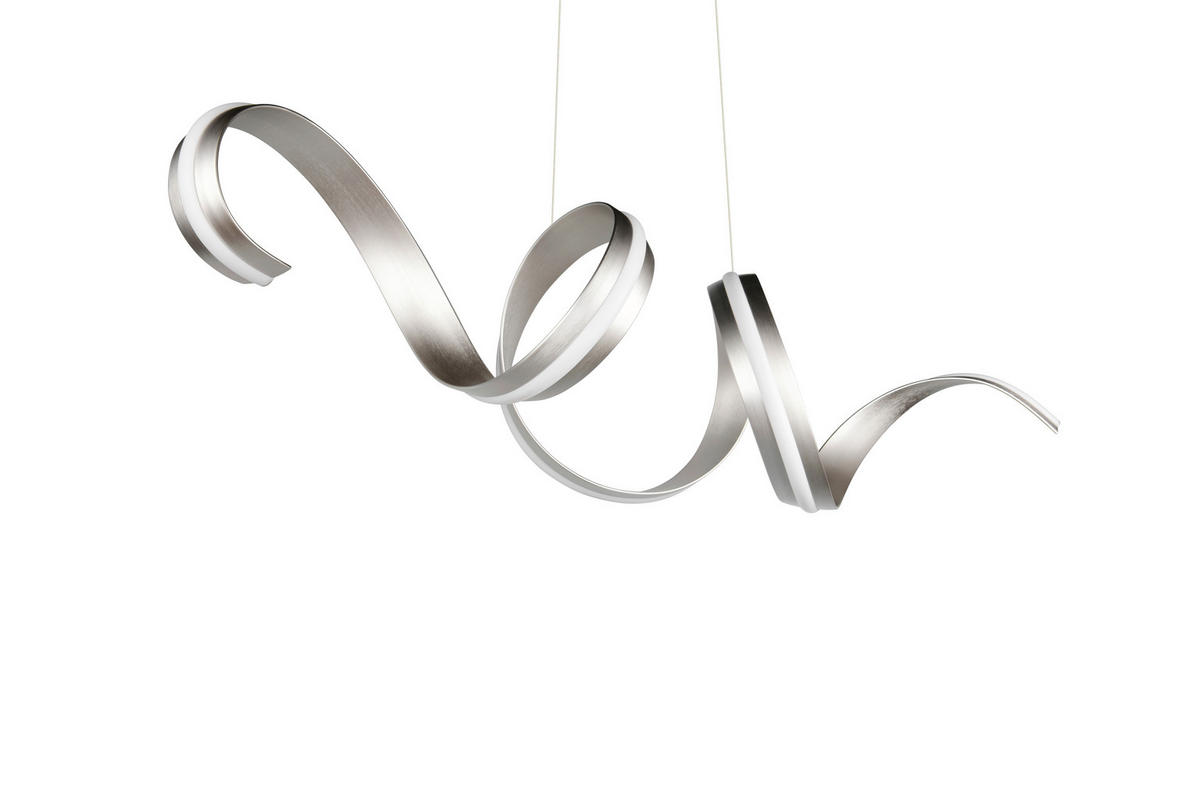 LED-HÄNGELEUCHTE CISENNA 160/300/46 cm   - Weiß/Nickelfarben, Design, Kunststoff/Metall (160/300/46cm) - Cinque