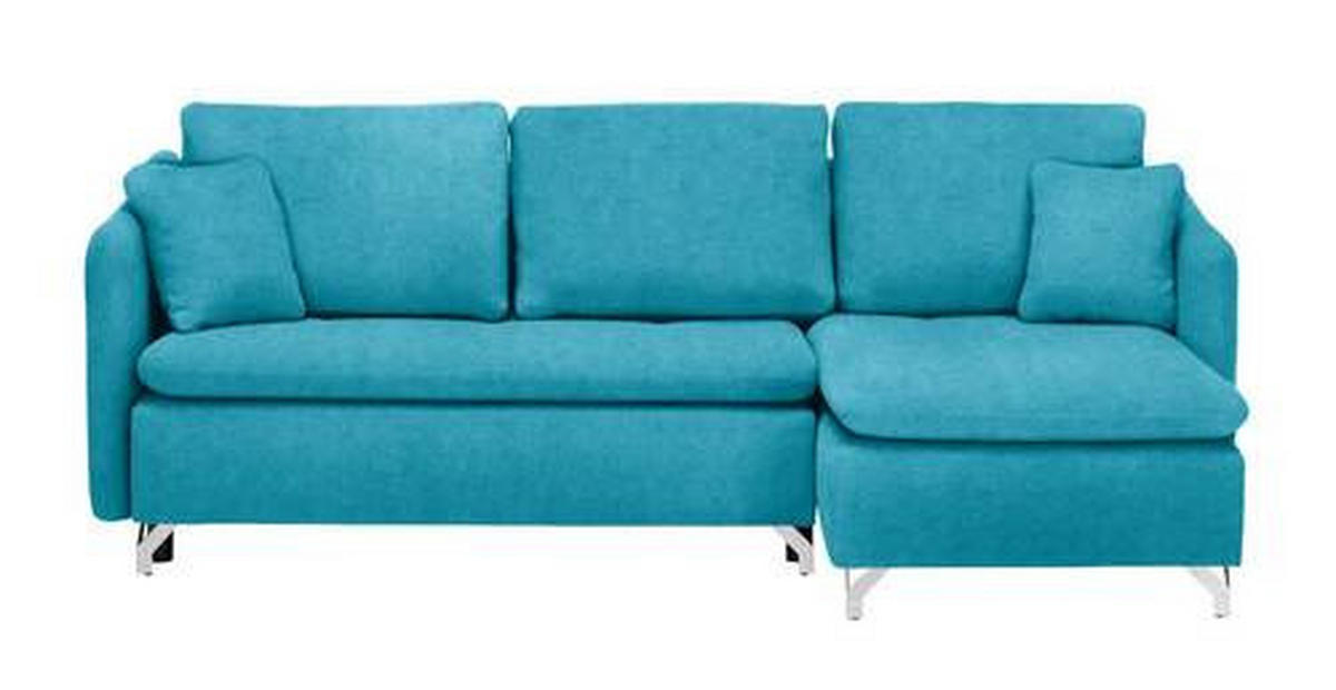 ECKSOFA in Flachgewebe Türkis  223/146 cm  - Türkis/Silberfarben, Design, Textil/Metall (223/146cm) - Ti'me