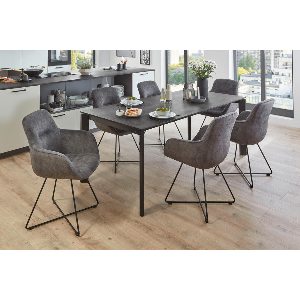 Thumbnail - Celina Home Esstisch London, Schwarz, Metall, Holzwerkstoff, rechteckig, eckig, 95x76x180-280 cm, ausziehbar, in verschi...