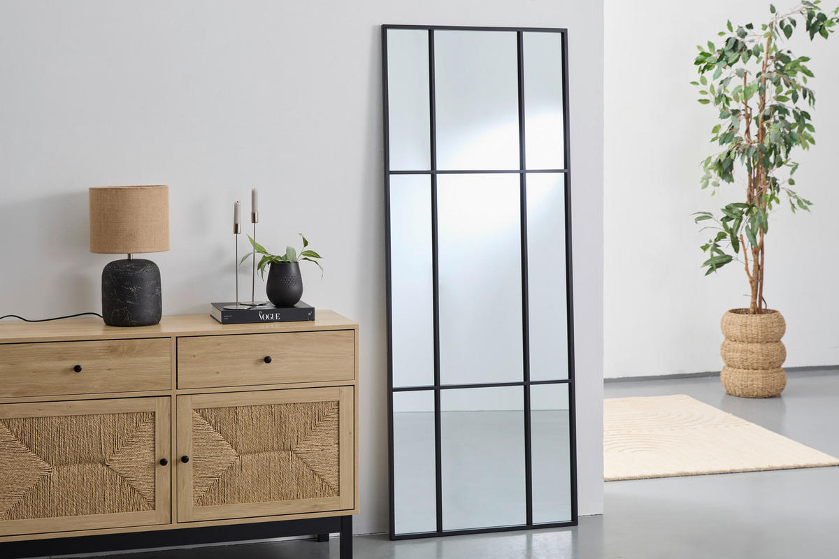 OGLEDALO ZIDNO  70/180/2,5 cm     - crna, Lifestyle, staklo/drvni materijal (70/180/2,5cm) - Landscape