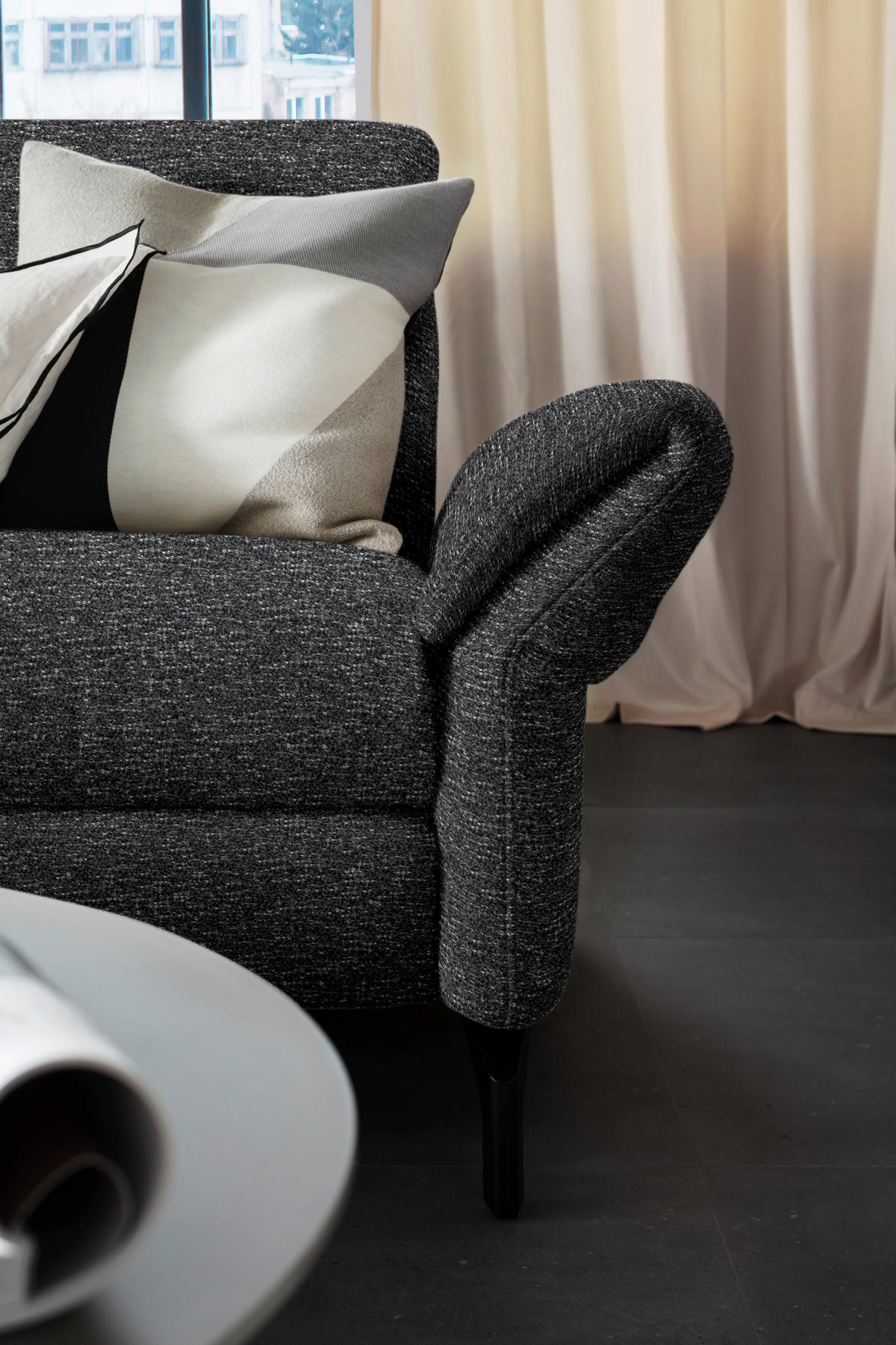 ECKSOFA Anthrazit Chenille  - Anthrazit/Schwarz, Design, Textil/Metall (187/299cm) - Schöner Wohnen