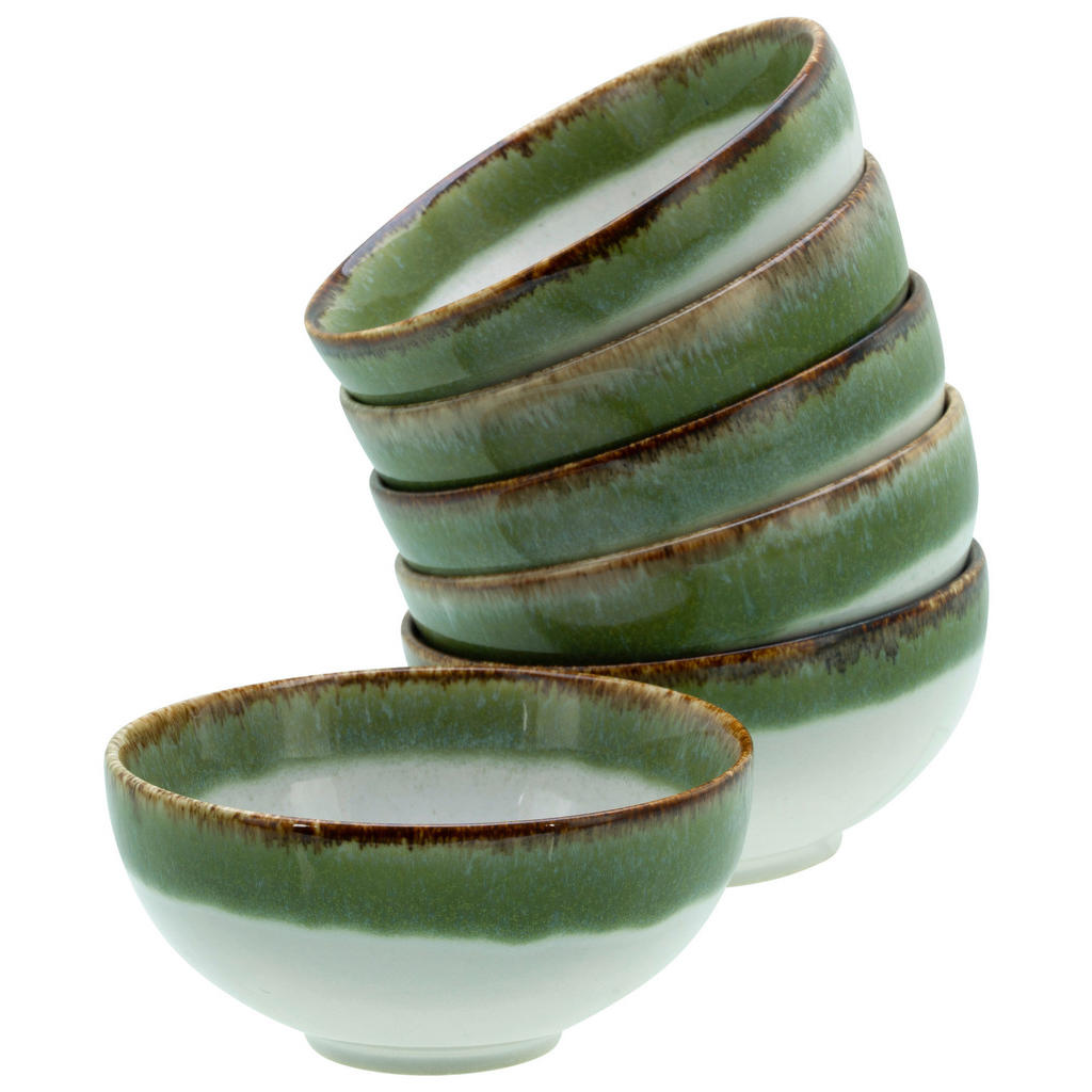 Dipschalenset 6 -teilig. Cascade Steinzeug: Weiß/grün