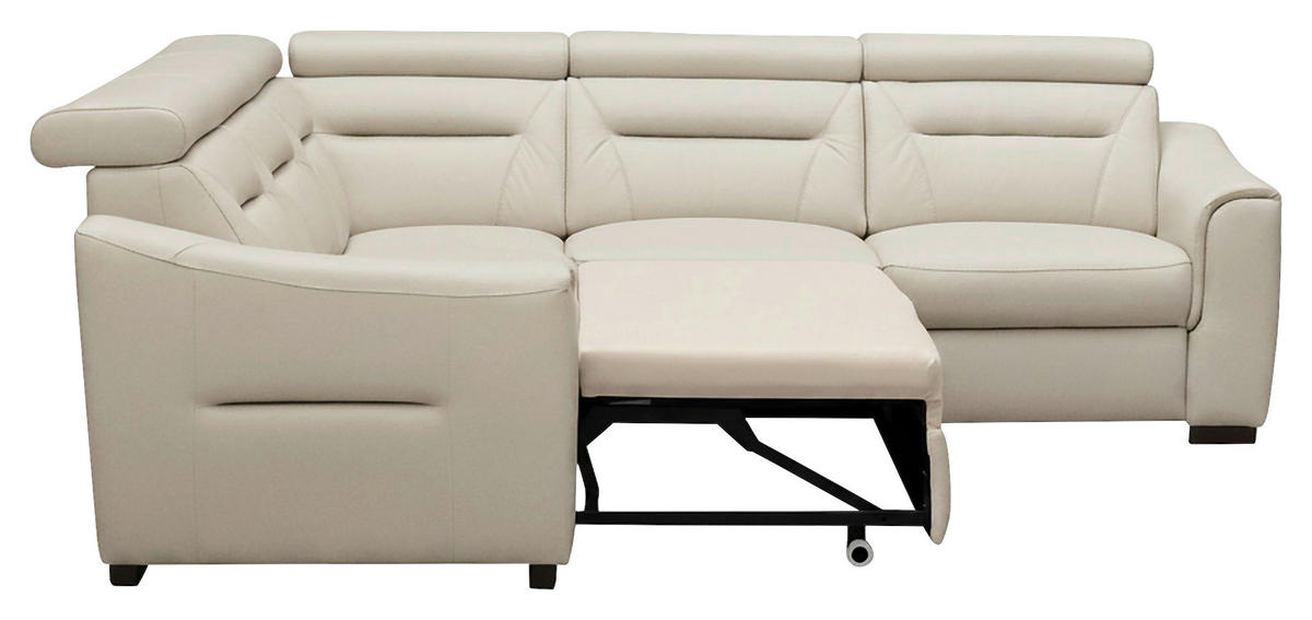 ECKSOFA Lederlook Echtleder Creme  - Wengefarben/Creme, Design, Leder/Holz (260/260cm) - Celina Home