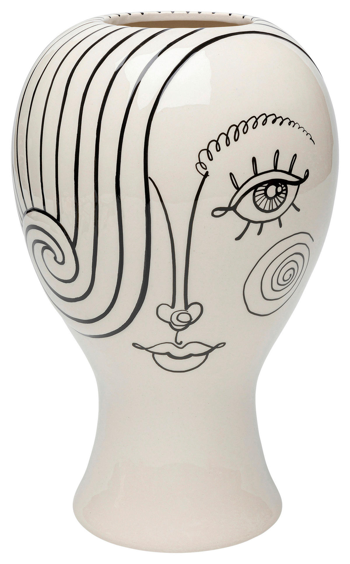 VÁZA, keramika, 30 cm - černá/vysoce lesklá bílá, Konvenční, keramika (19/30/19cm) - Kare-Design