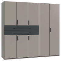 KLEIDERSCHRANK 225/208/65 cm,  in Graphitfarben, Grau, Sahara, 8 Tür(en)  - Graphitfarben/Grau, Design, Holzwerkstoff (225/208/65cm) - Boxxx