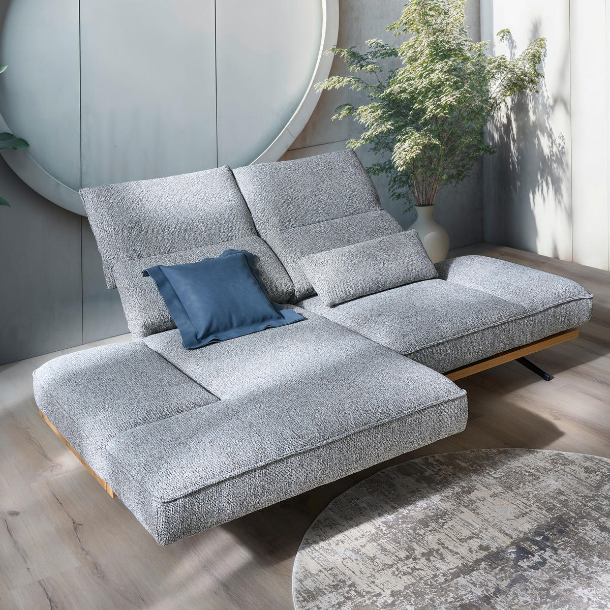 ECKSOFA in Chenille Beige  - Beige/Schwarz, Design, Holz/Textil (132/240cm) - Koinor