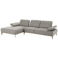 ECKSOFA in Mikrofaser Grau  176/298 cm  - Beige/Bronzefarben, Design, Textil/Metall (176/298cm) - Valnatura