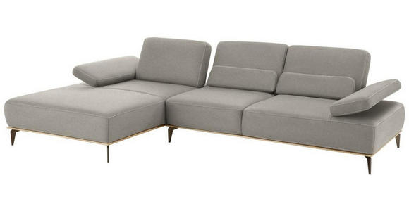 ECKSOFA in Mikrofaser Grau  176/298 cm  - Beige/Bronzefarben, Design, Textil/Metall (176/298cm) - Valnatura