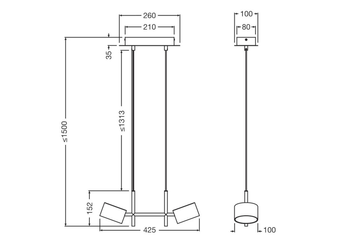 LED-PENDELLEUCHTE 42,5/10/150 cm  - Schwarz, Design, Kunststoff/Metall (42,5/10/150cm) - Osram