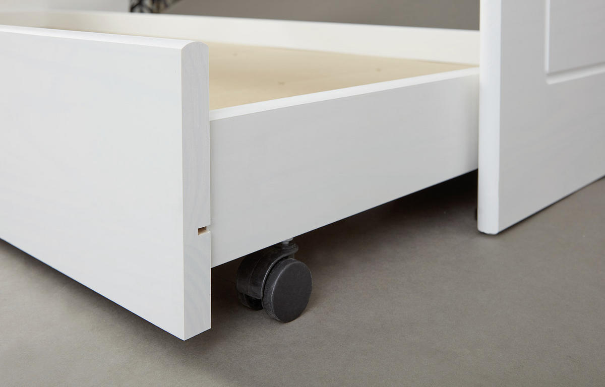 AUSZIEHBETT 90/200 cm Weiss  - Weiss, Romantik / Landhaus, Holz (90/200cm) - MID.YOU