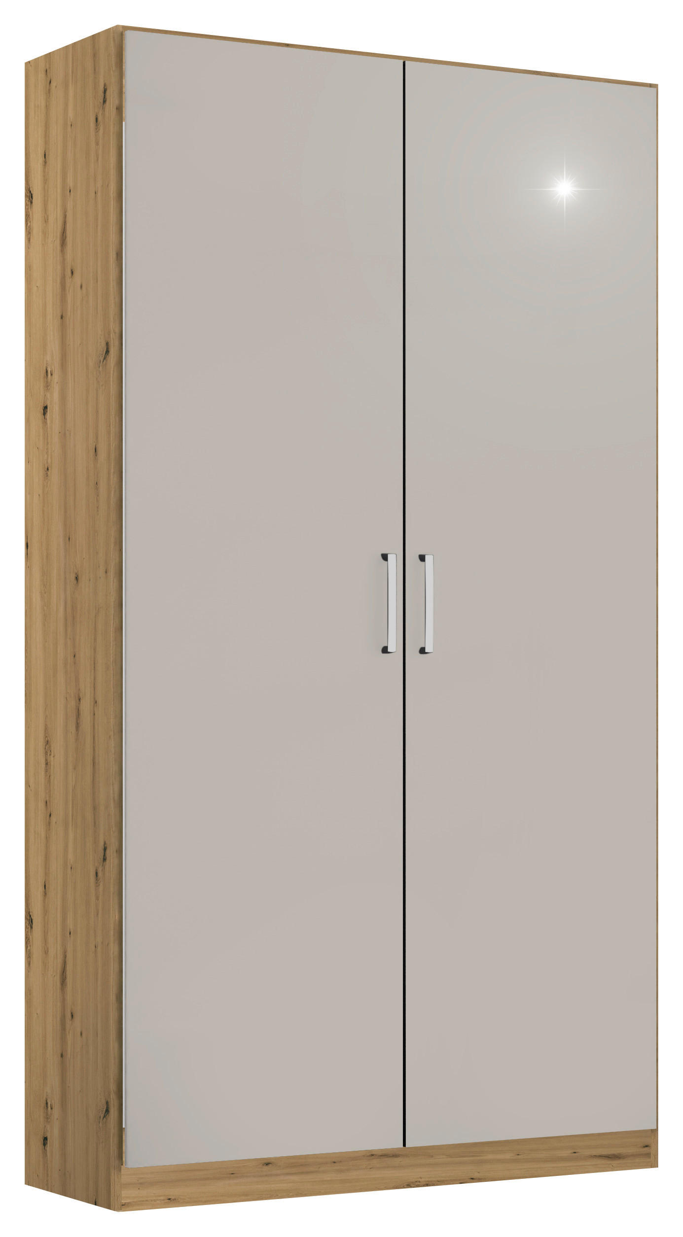 DREHTÜRENSCHRANK 91/210/54 cm 2-türig Hellgrau, Eiche Artisan  - Chromfarben/Hellgrau, MODERN, Holzwerkstoff/Kunststoff (91/210/54cm) - Rauch Möbel