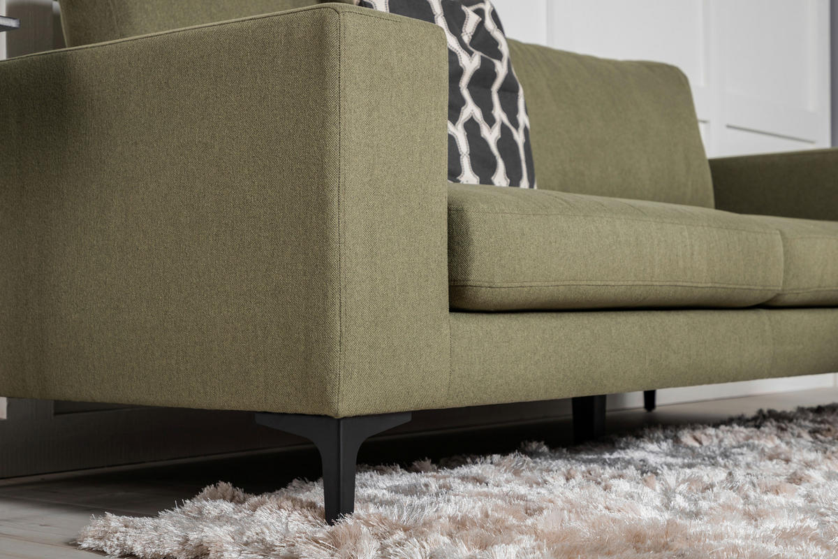 2-SITS SOFFA i metall, plast, textil svart, olivgrön  - olivgrön/svart, Design, metall/textil (215/84/88cm) - Livetastic