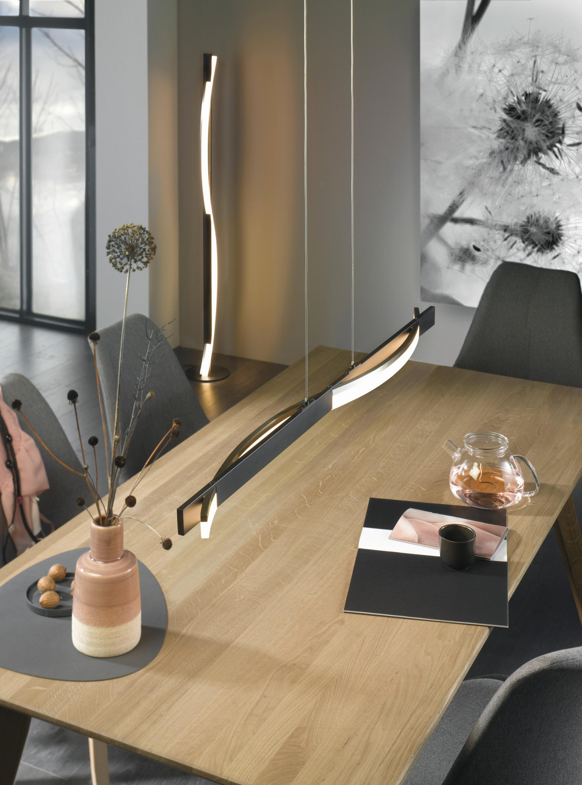 LED-GOLVLAMPA Bridge    - vit/svart, Design, metall/plast (144,5cm) - Fischer & Honsel