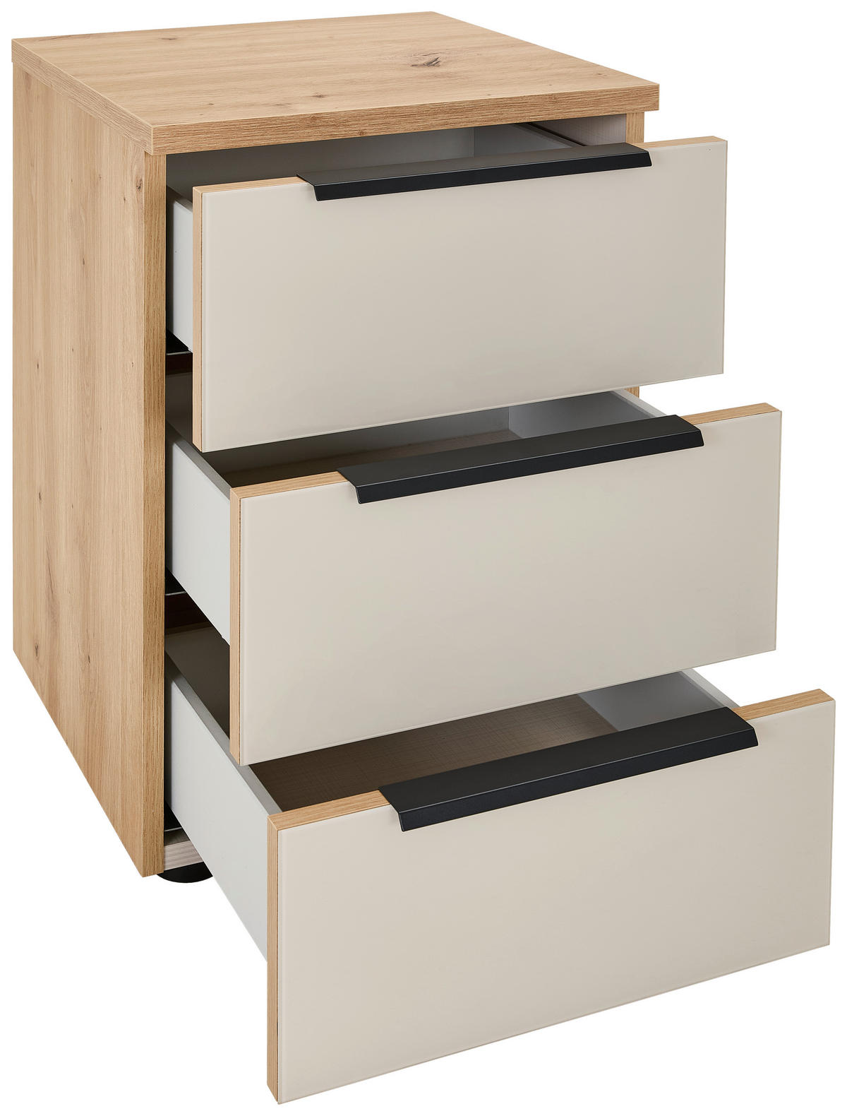 NACHTSCHRANK 40/60/40 cm  - Sandfarben/Graphitfarben, Basics, Glas/Holzwerkstoff (40/60/40cm) - Moderano