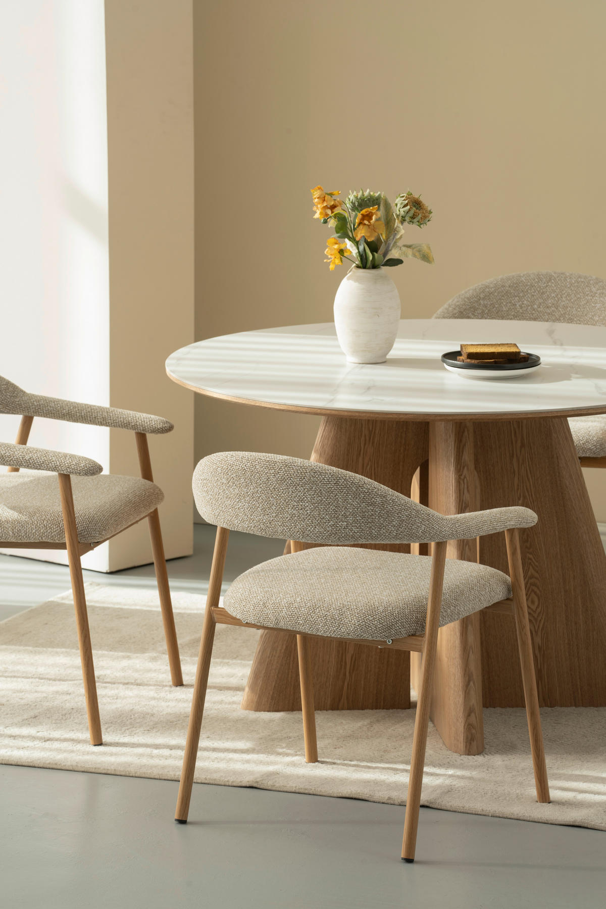 ARMLEHNSTUHL   Bouclé  - Taupe/Walnussfarben, Basics, Holz/Textil (59/75/62cm) - Livetastic