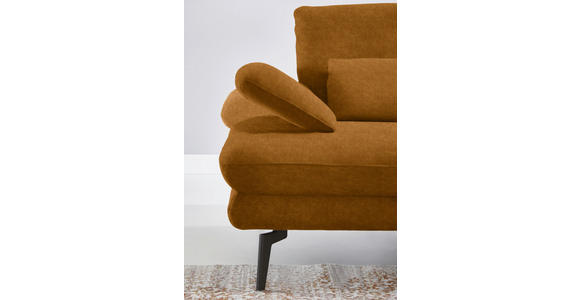 ECKSOFA in Velours Cognac 310/180 cm - Cognac/Schwarz, Design, Textil/Metall (310/180cm) - Dieter Knoll