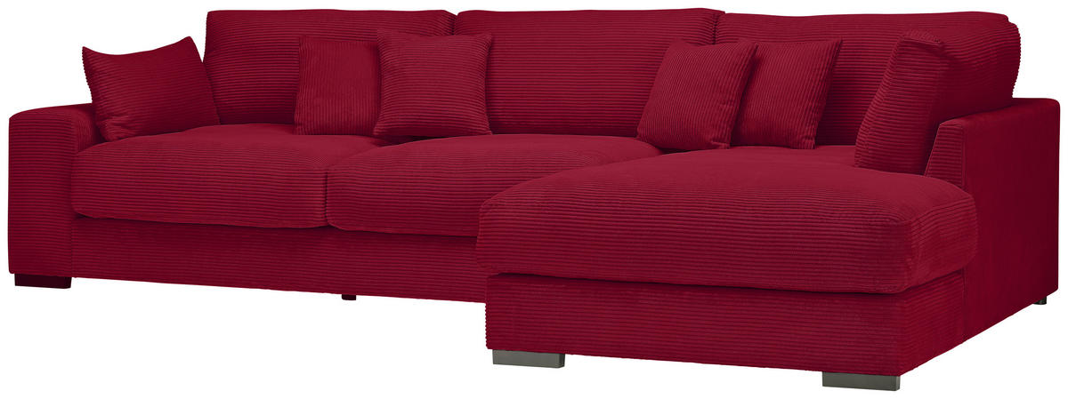 ECKSOFA Rot Cord  - Rot/Schwarz, Design, Kunststoff/Textil (340/205cm) - Lomoco