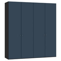 DREHTÜRENSCHRANK  in Schwarz, Blaugrau  - Silberfarben/Blaugrau, Design, Glas/Holzwerkstoff (203/220/59cm) - Jutzler