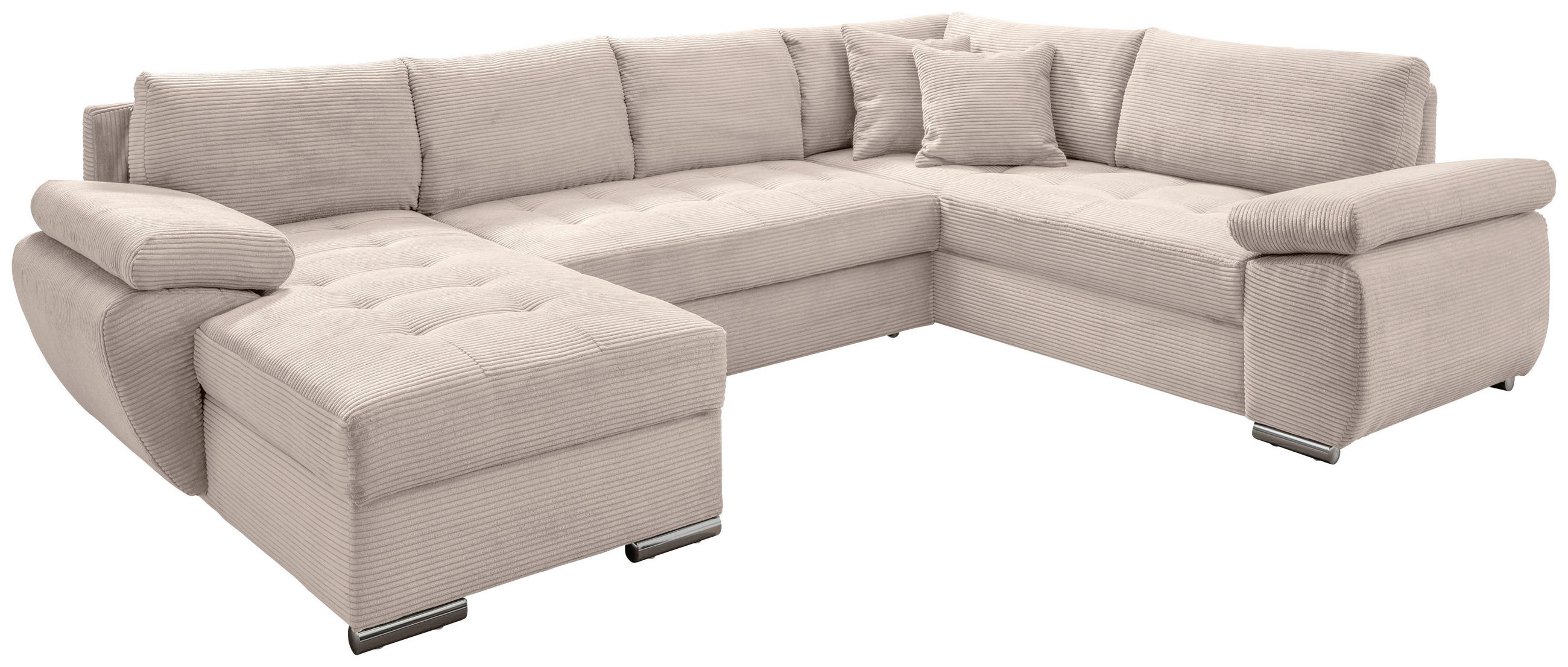 SJEDEĆA GARNITURA tekstil  bež   - bež/boje kroma, Konvencionalno, tekstil/metal (157/305/219cm) - Livetastic