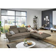 ECKSOFA in Echtleder Greige  310/180 cm  - Greige/Schwarz, Design, Leder/Metall (310/180cm) - Dieter Knoll