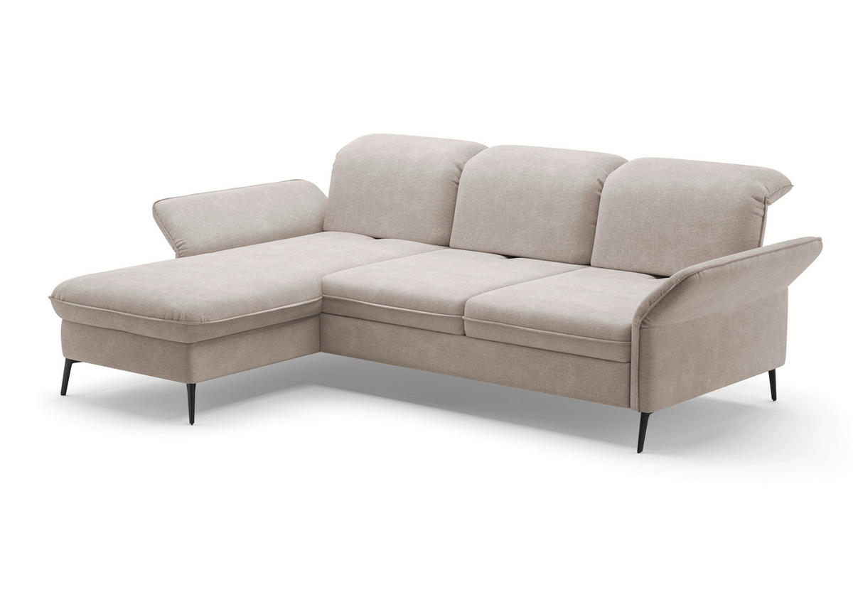 ECKSOFA in Flachgewebe Greige  - Greige/Schwarz, Konventionell, Textil/Metall (198/264cm) - Sit & More